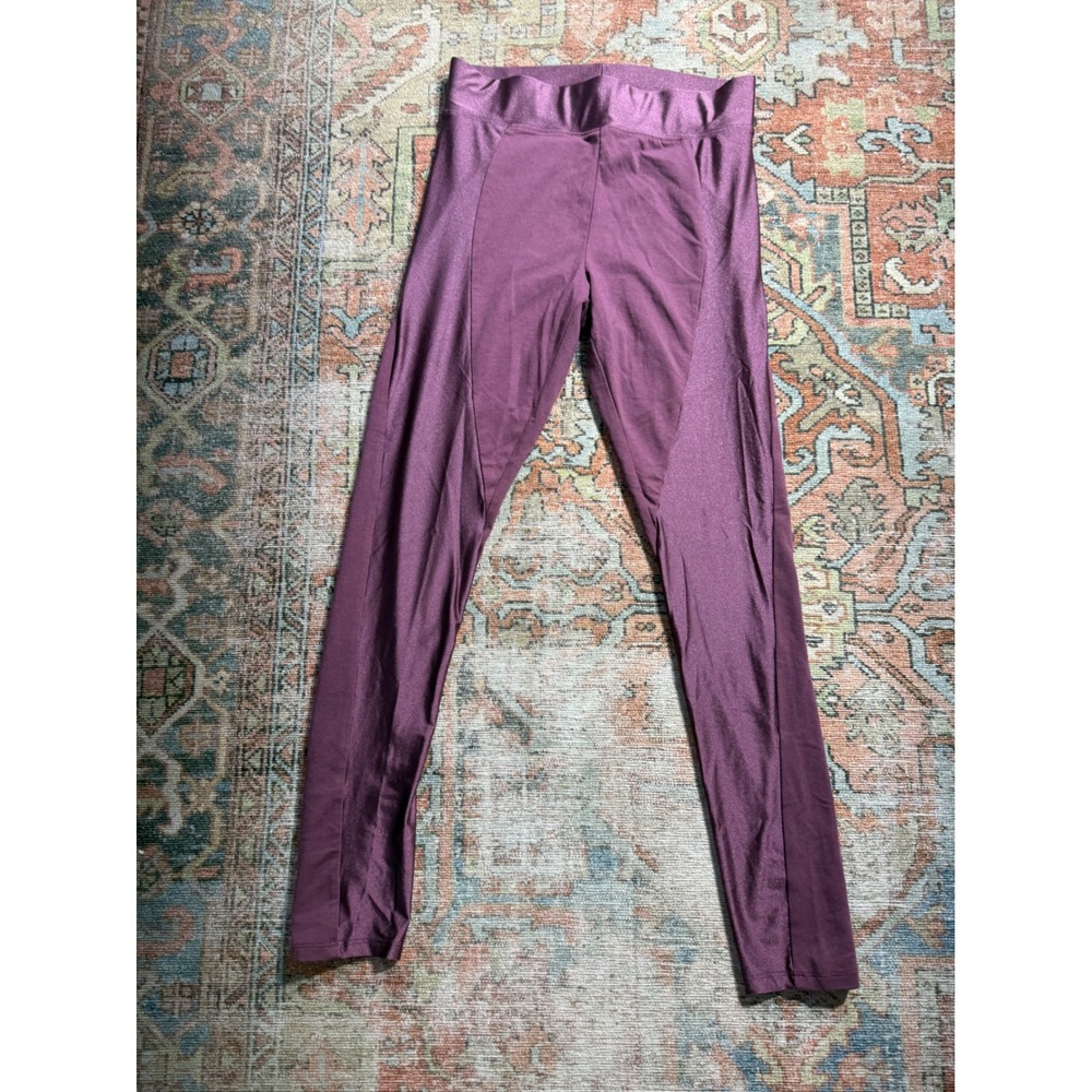 Garage Womens Plum Purple Shimmer Panel High Waisted Leggings Size M